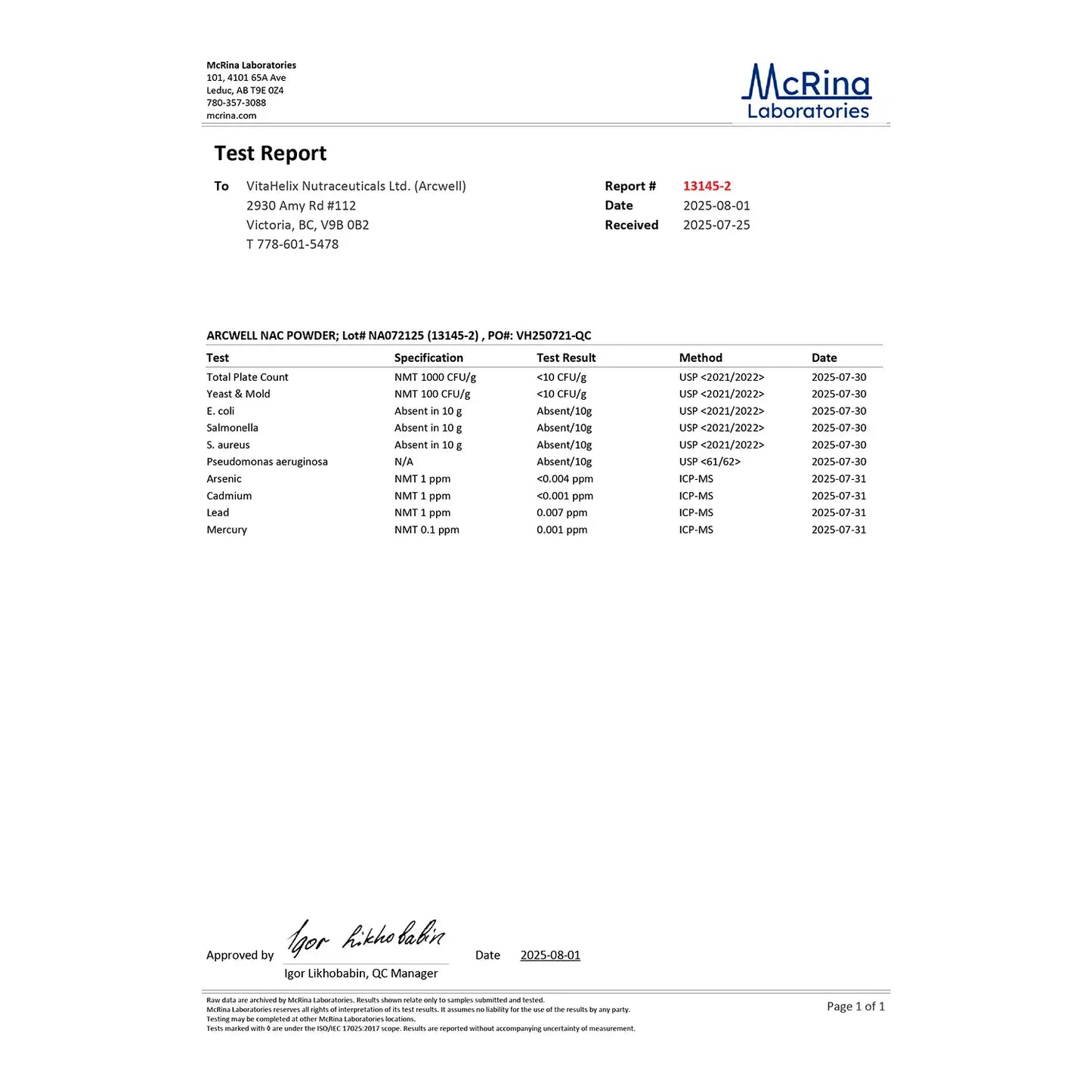 NAC (N-Acetyl-L-Cysteine) Powder