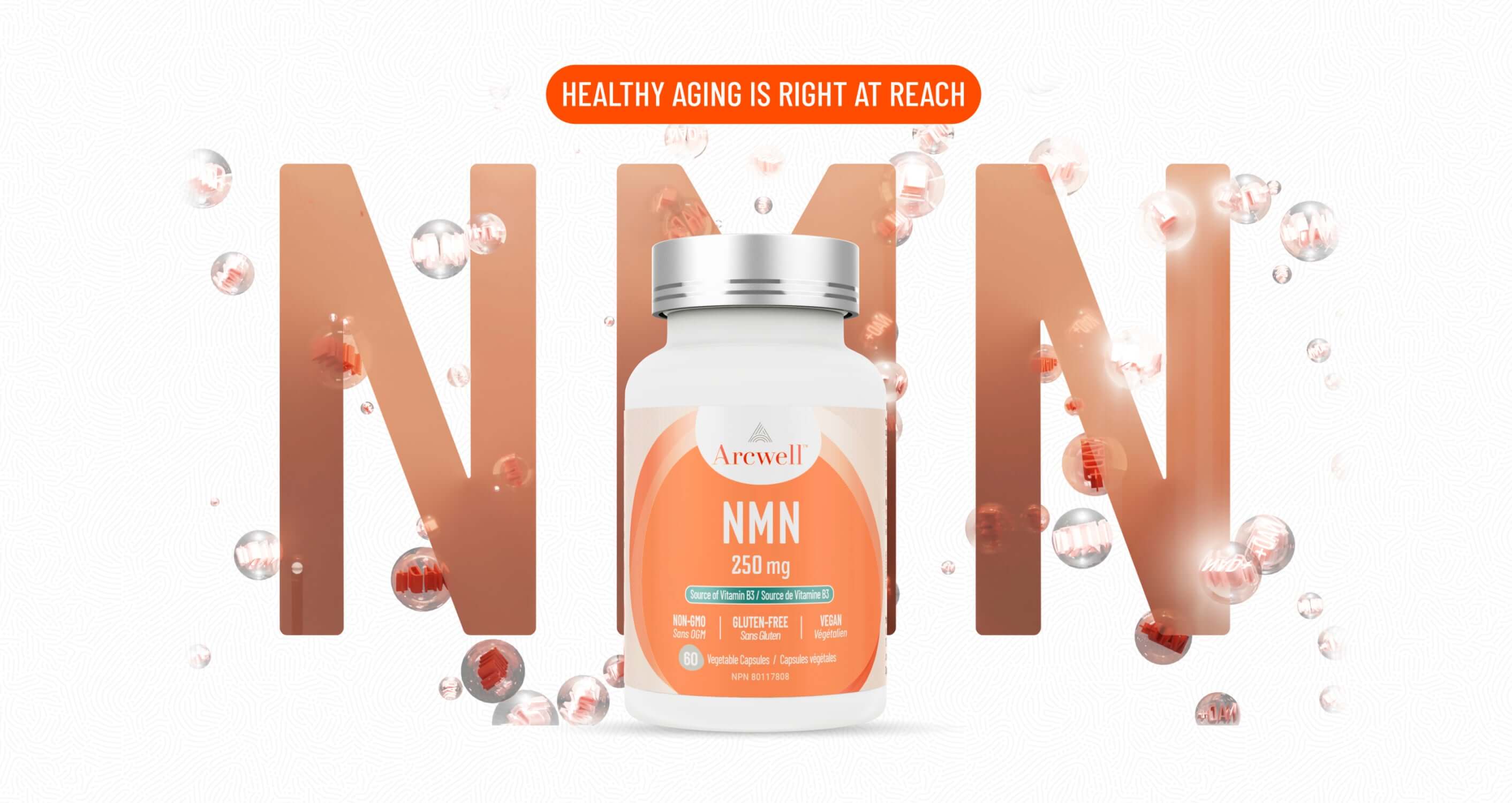 Load video: Arcwell NMN Supplements - Enhance Energy and Longevity. High-purity NMN supplements supporting cellular health and promoting anti-aging. Shop now for global delivery.